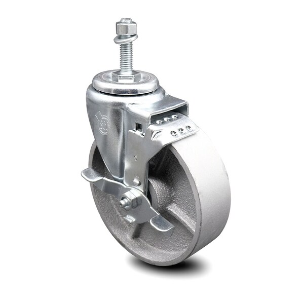 Semi Steel Swivel TS Caster w/Roller Bearing - 5" Wheel & 10MM Stem w/Brake